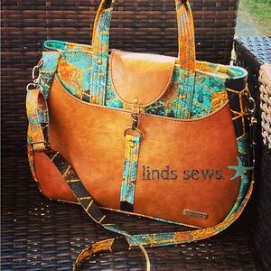 Custom printed Geo Faux Leather bag with removable and adjustable strap